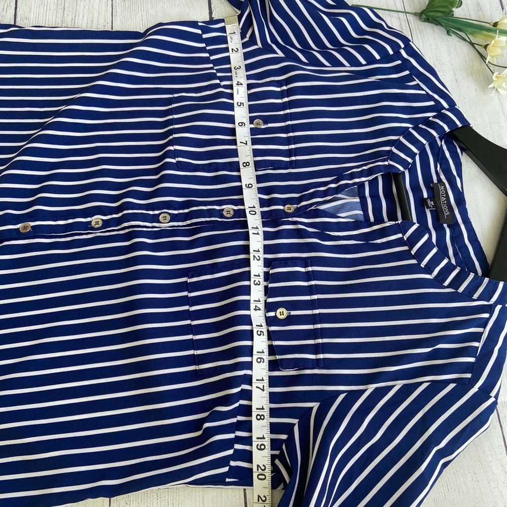 Notations Button Down Cuff Sleeve Top - image 7